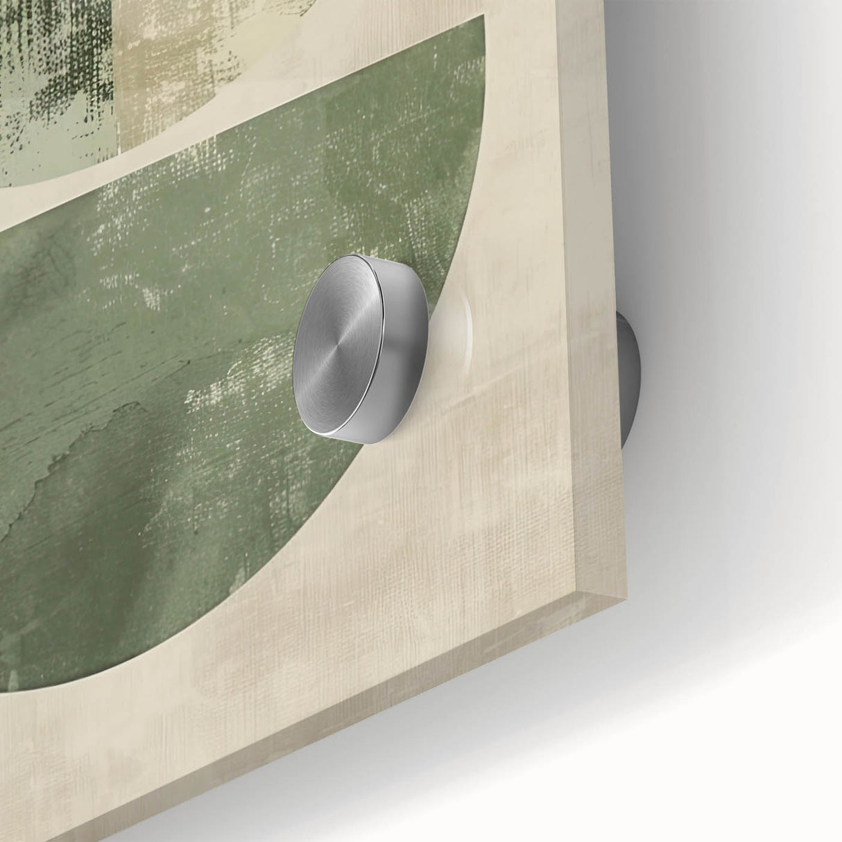 Close-up view of abstract minimalist wall art design on acrylic glass, showcasing vibrant colors and smooth textures, perfect for modern home decor.