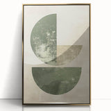 Framed minimalist wall art design featuring an abstract pattern in gold and white, showcased against an elegant backdrop for modern decor enhancement.