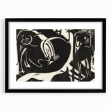 Expressionist Art: Two Mythical Animals - Abstract Expressionism Print