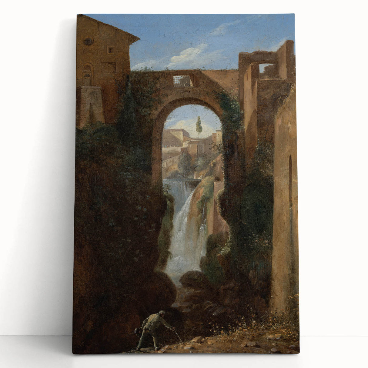 Romanticism Art: Ponte San Rocco by Granet - Landscape Canvas Print