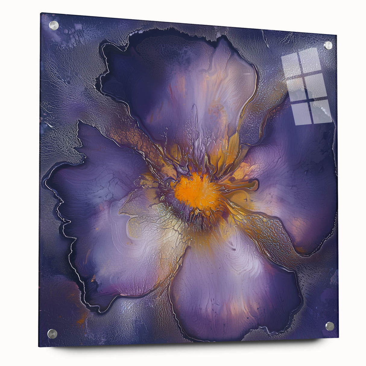 Canvas Art for Dining Area – Bold Purple & Gold Floral Print