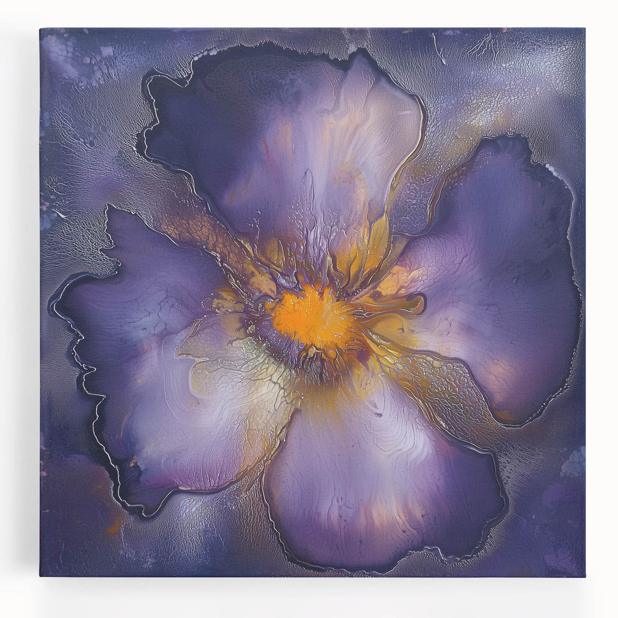 Canvas Art for Dining Area – Bold Purple & Gold Floral Print