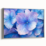 Abstract floral framed canvas art showcasing vibrant colors and intricate designs, set within a sleek silver frame, ideal for modern home décor.