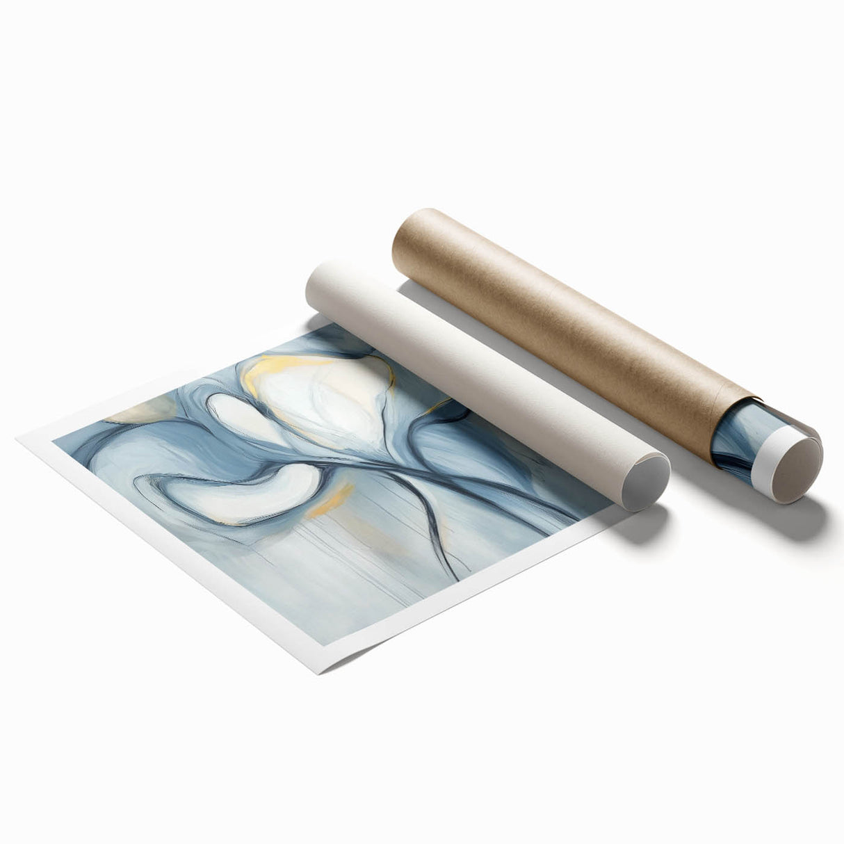 Acrylic Dining Room Artwork – Soft Blue & Gold Floral Canvas