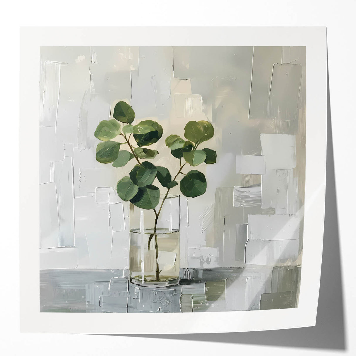 Minimalist Eucalyptus Wall Art - Modern Canvas for Living Room