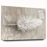 Abstract minimalist wall art design on acrylic glass, showcasing a contemporary geometric pattern in soft pastel colors, presented with decorative pins for display.