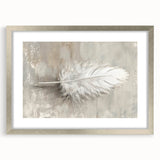 Abstract minimalist wall art framed in silver, featuring soft neutral tones and geometric shapes, perfect for modern home decor and enhancing interior aesthetics.