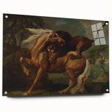Romanticism Art: Lion Attacking a Horse by Stubbs - Wildlife Canvas Print