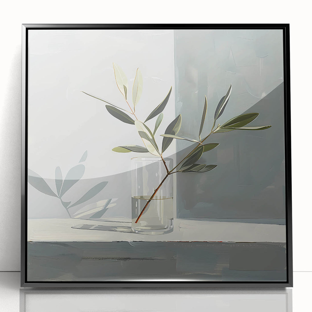 Minimalist Olive Branch Wall Art - Modern Canvas for Living Room