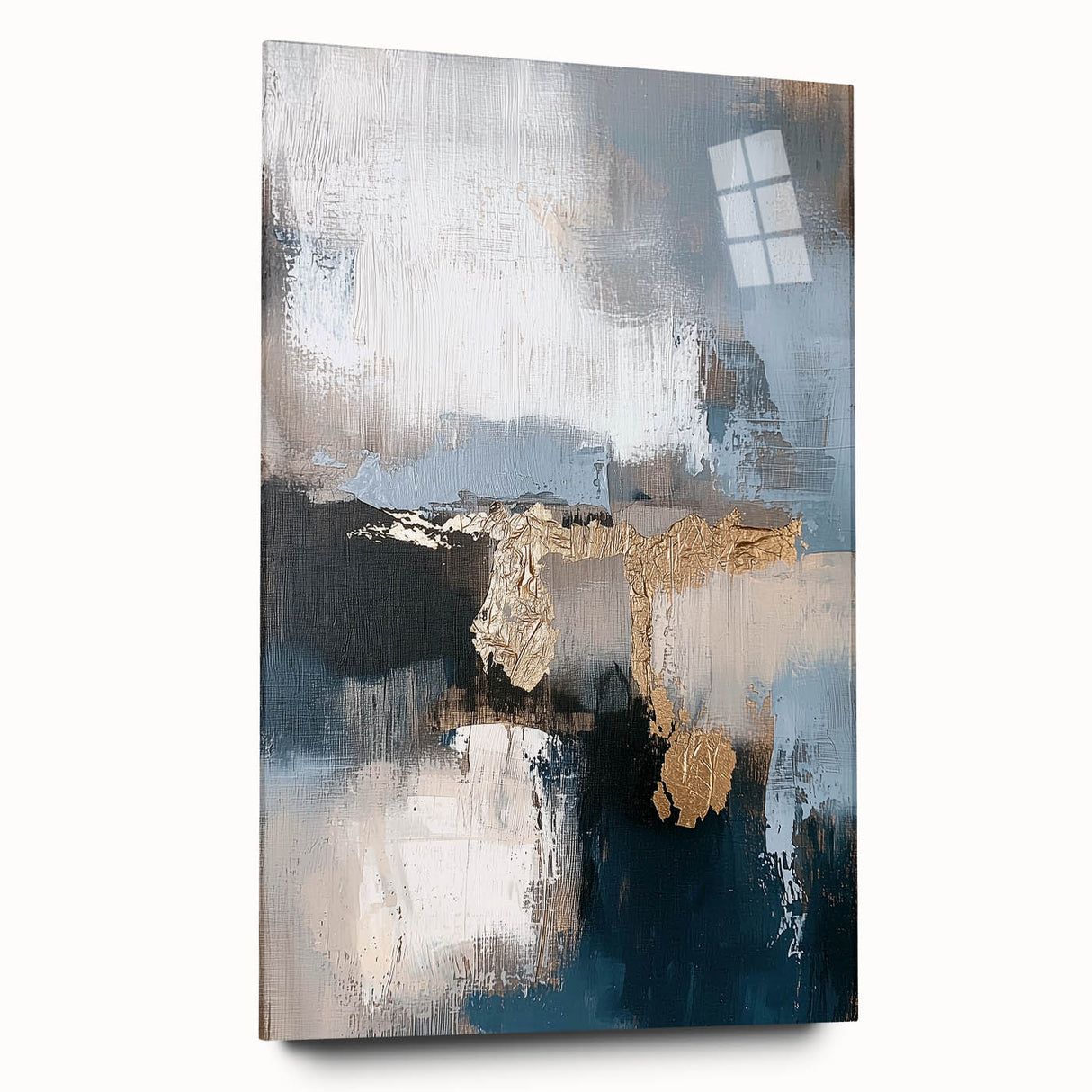 Framed Dining Room Prints – Gold & Blue Abstract Canvas Art