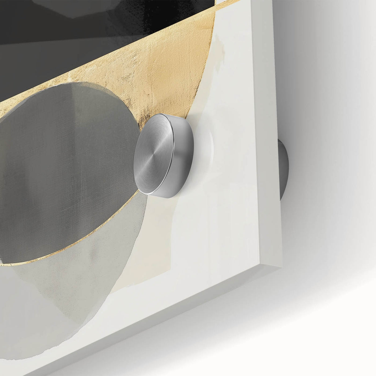 Large Abstract Wall Art – Bold Black & Gold Geometric Circles