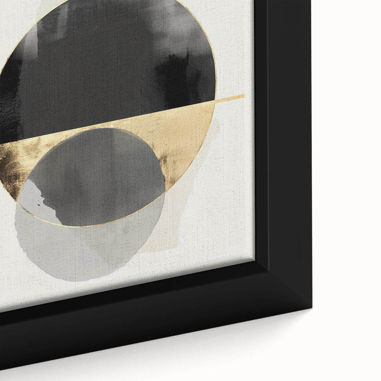 Large Abstract Wall Art – Bold Black & Gold Geometric Circles