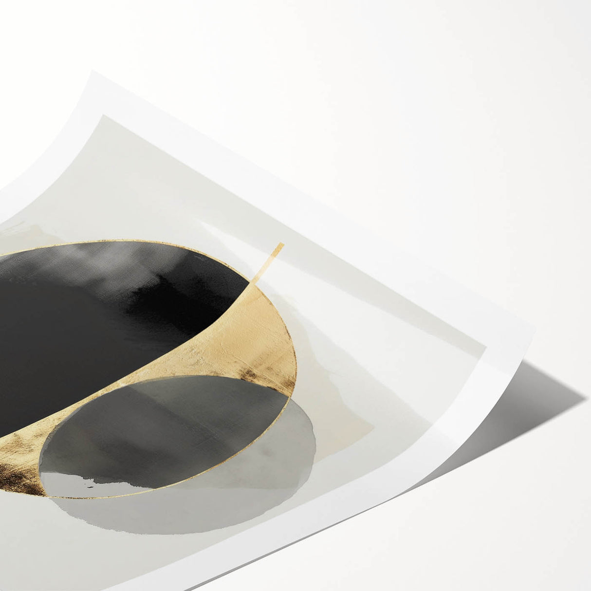 Large Abstract Wall Art – Bold Black & Gold Geometric Circles