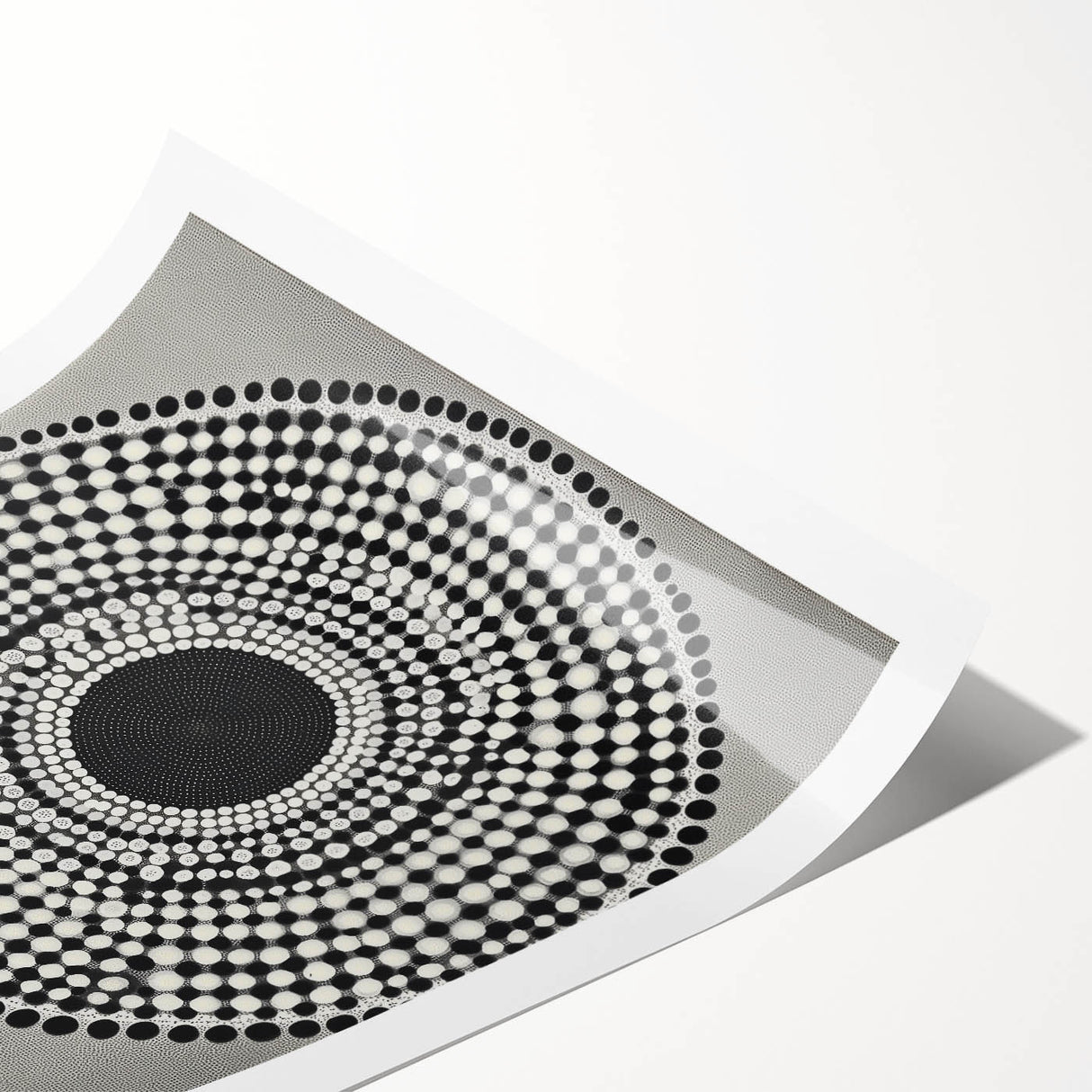 Colorful Abstract Wall Art – Black & White Optical Dot Pattern