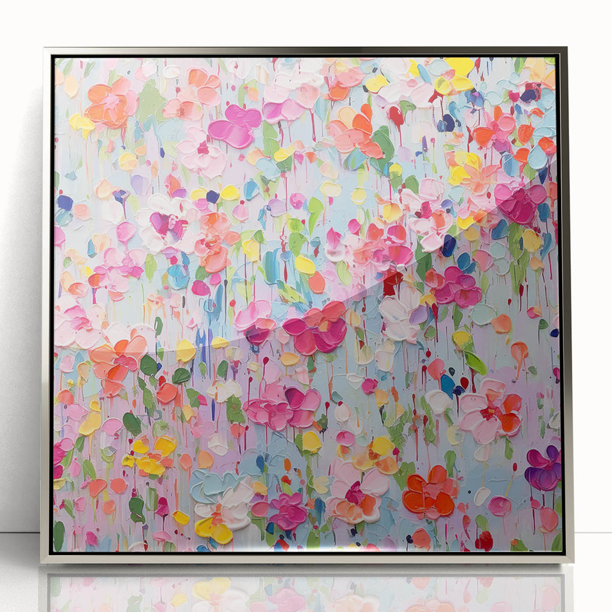 Vibrant Abstract Floral Wall Art - Colorful Living Room Canvas