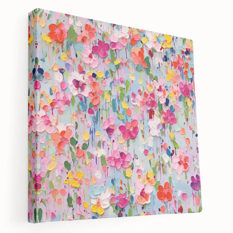 Vibrant Abstract Floral Wall Art - Colorful Living Room Canvas