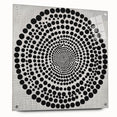 Abstract Art Prints – Hypnotic Black Dot Spiral on Textured Gray