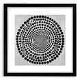 Abstract Art Prints – Hypnotic Black Dot Spiral on Textured Gray