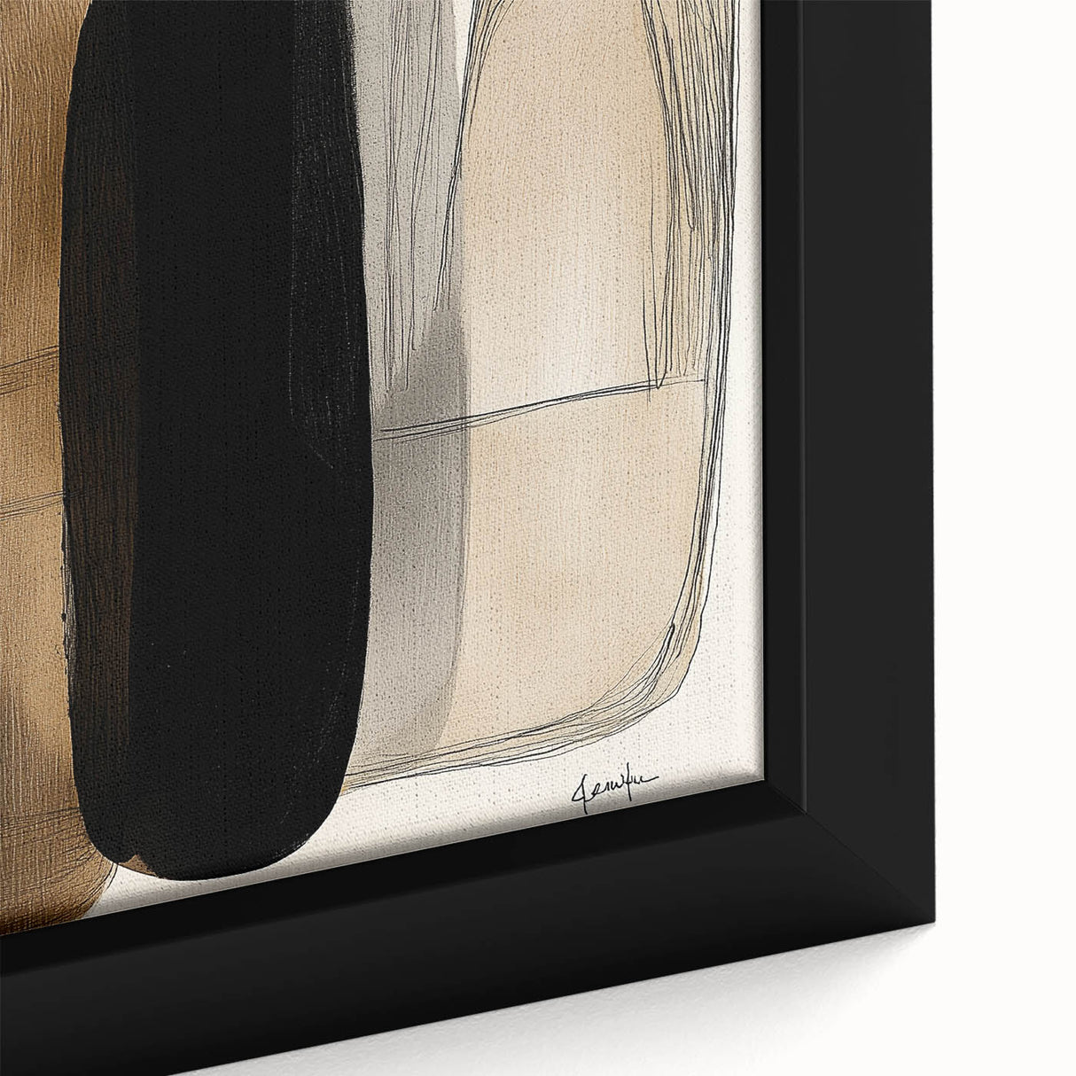 Contemporary Dining Room Wall Art – Black & Brown Abstract Print