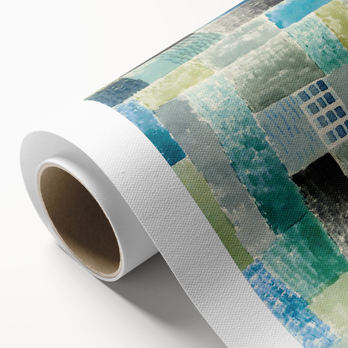 Modern Wall Art: Abstract Patchwork in Cool Tones – Tranquil Contemporary Decor