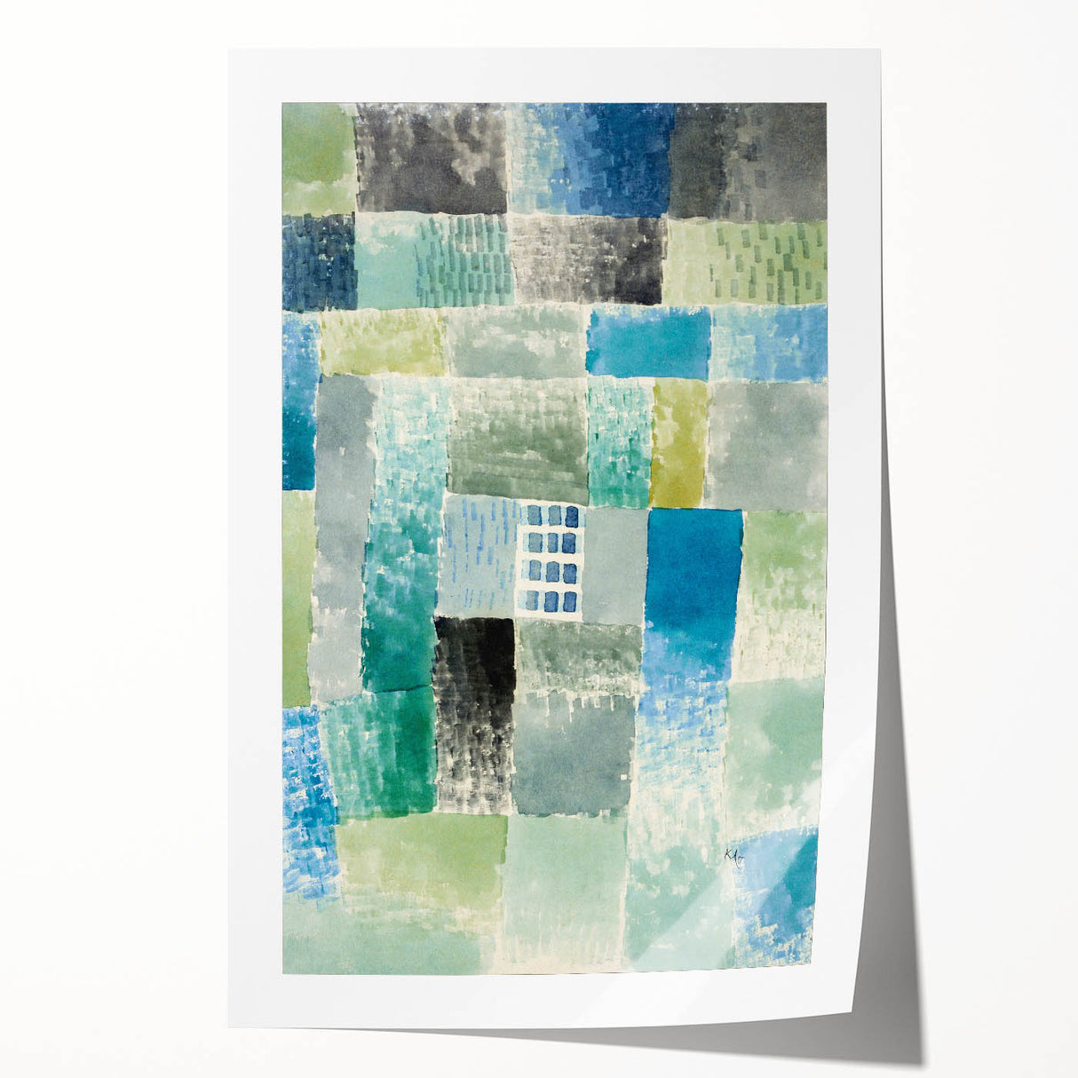 Modern Wall Art: Abstract Patchwork in Cool Tones – Tranquil Contemporary Decor