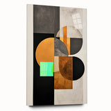 Abstract minimalist wall art design displayed in a sleek acrylic frame, showcasing soft pastel colors and geometric shapes, ideal for contemporary decor.