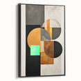 Framed black abstract minimalist wall art canvas displayed in a side view, showcasing sleek lines and modern design, perfect for contemporary home decor.