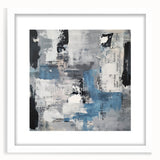 Contemporary Abstract Canvas – Blue, Gray & Textured Collage Art