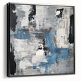 Contemporary Abstract Canvas – Blue, Gray & Textured Collage Art