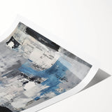 Contemporary Abstract Canvas – Blue, Gray & Textured Collage Art