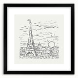Black and White Expressionist Eiffel Tower Wall Art