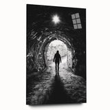 Acrylic glass artwork depicting a stunning landscape of caves, showcasing intricate details and vibrant colors, designed for side-view display without pins.