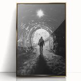 Framed acrylic artwork showcasing a stunning landscape with caves, highlighted by a shimmering gold border, perfect for modern home decor. This captivating piece adds elegance and depth to any living space.