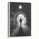 Framed canvas artwork depicting a serene landscape with caves, featuring natural earthy tones and textures, ideal for enhancing home decor and ambiance.