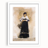 Romantic Art Prints: Young Woman with a Black Skirt - Timeless Portrait