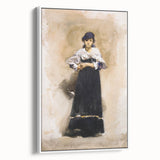 Romantic Art Prints: Young Woman with a Black Skirt - Timeless Portrait