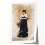 Romantic Art Prints: Young Woman with a Black Skirt - Timeless Portrait