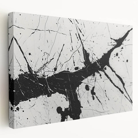 Abstract Black and White Paint Splatter Wall Art – Framed & Canvas