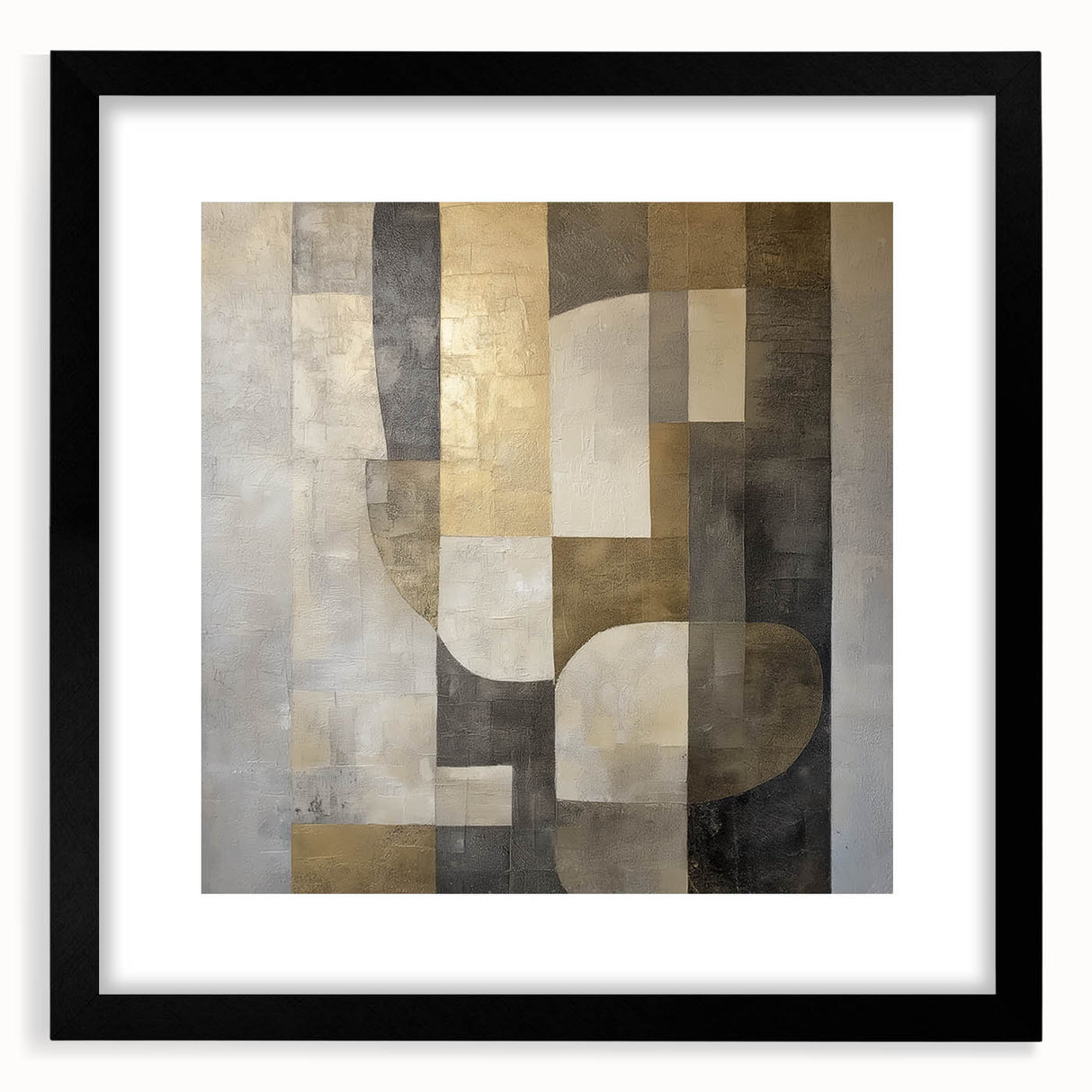 Abstract Geometric Wall Art – Gold and Gray Modern Canvas Print