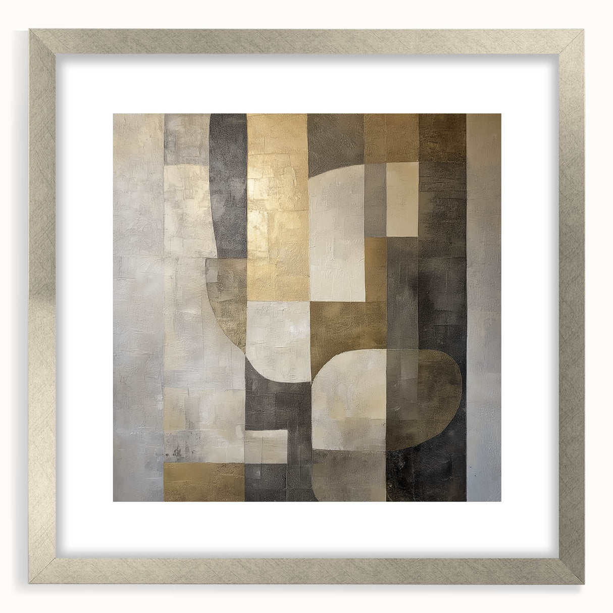 Abstract Geometric Wall Art – Gold and Gray Modern Canvas Print