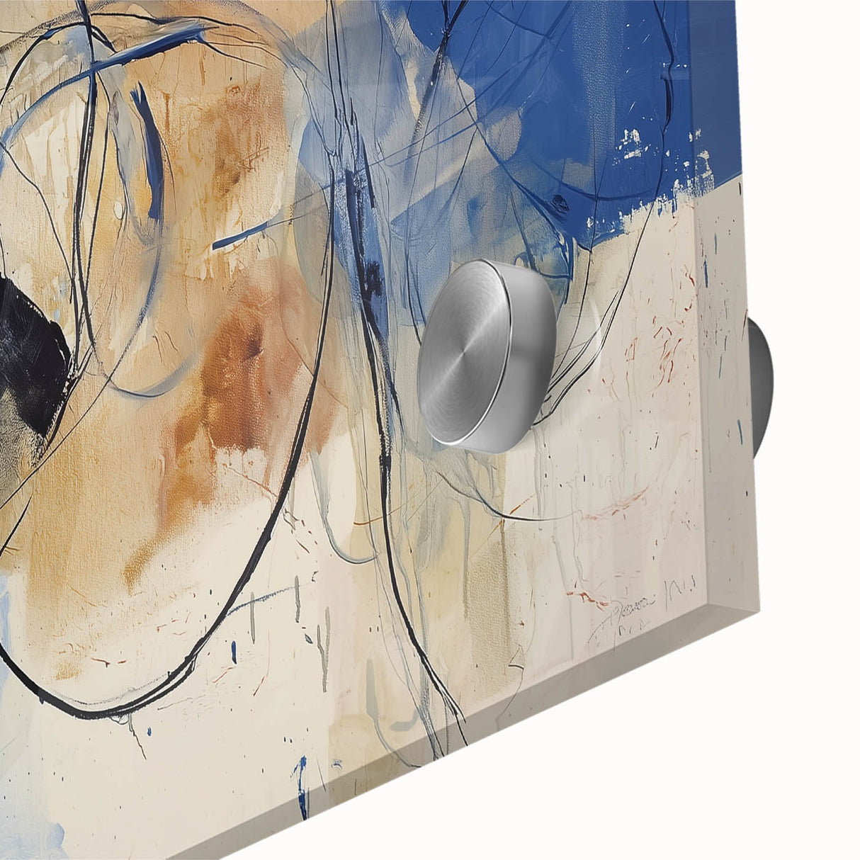 Modern Office Wall Art - Blue & Beige Abstract Corporate Decor