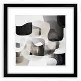 Abstract geometric frame in matte black, showcasing a modern design with sharp angles and clean lines, perfect for contemporary decor and art display.