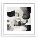 Abstract geometric frame design in white, featuring a minimalist aesthetic with sharp angles and clean lines, ideal for modern decor or art display.
