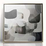 Framed acrylic artwork showcasing an abstract geometric design in gold and black, perfect for modern home decor. Ideal for enhancing contemporary interiors.