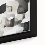 Close-up of a framed geometric abstract canvas artwork showcasing vibrant colors and intricate shapes, perfect for modern home decor and art enthusiasts.