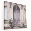 Large canvas print of a detailed French door in muted earth tones, suitable for kitchen wall art.