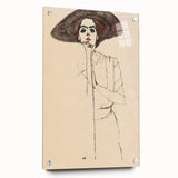 Timeless Art Deco Wall Art - Minimalist Woman in Large Hat Illustration