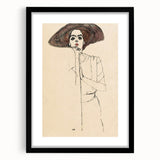 Timeless Art Deco Wall Art - Minimalist Woman in Large Hat Illustration