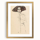 Timeless Art Deco Wall Art - Minimalist Woman in Large Hat Illustration