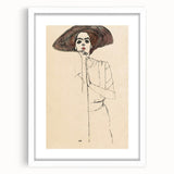 Timeless Art Deco Wall Art - Minimalist Woman in Large Hat Illustration